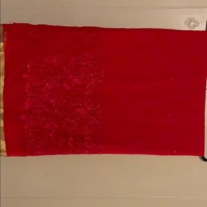 Red Chiffon Sari